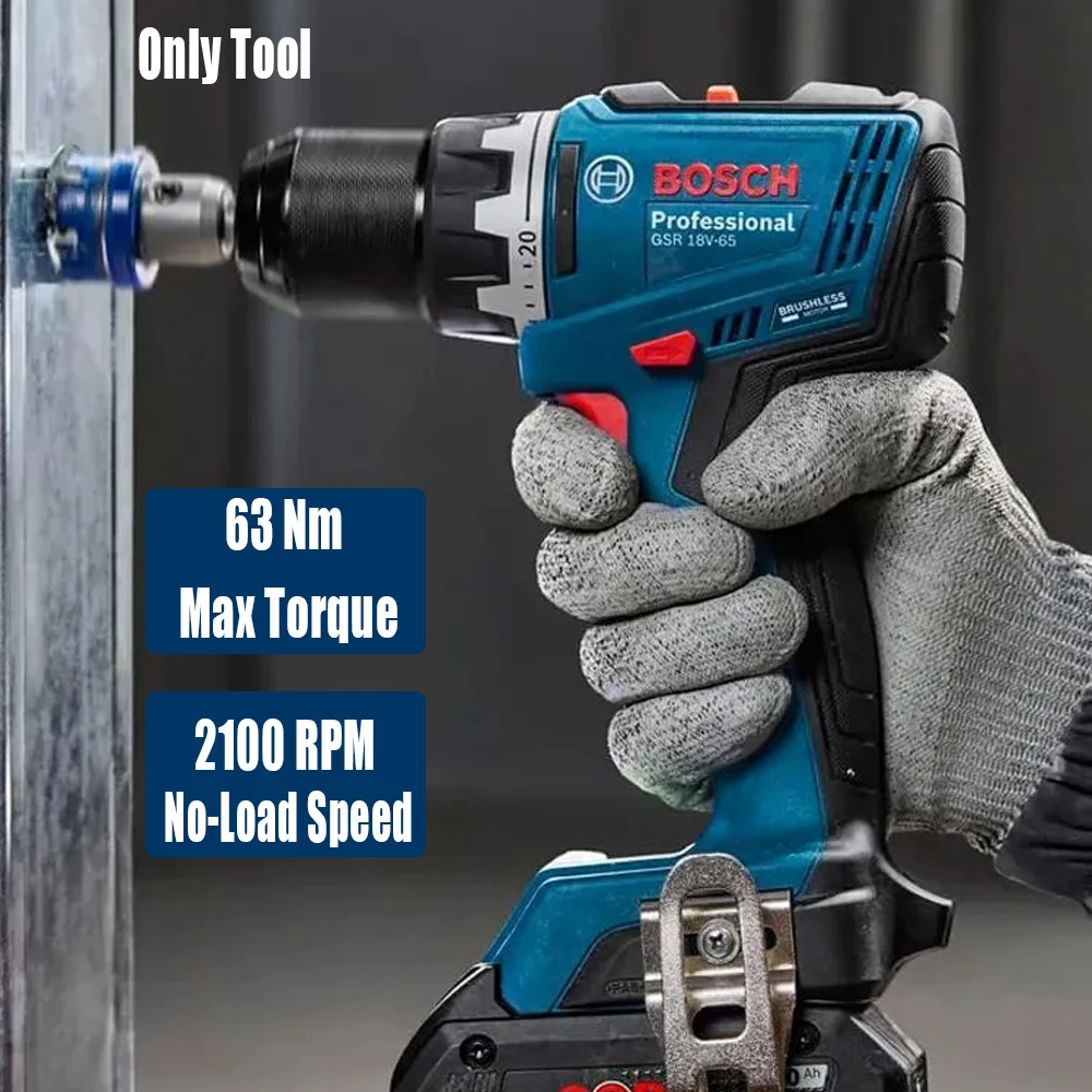 Woodworking Drill - Bosch GSR 18V-65 Brushless Electric Drill