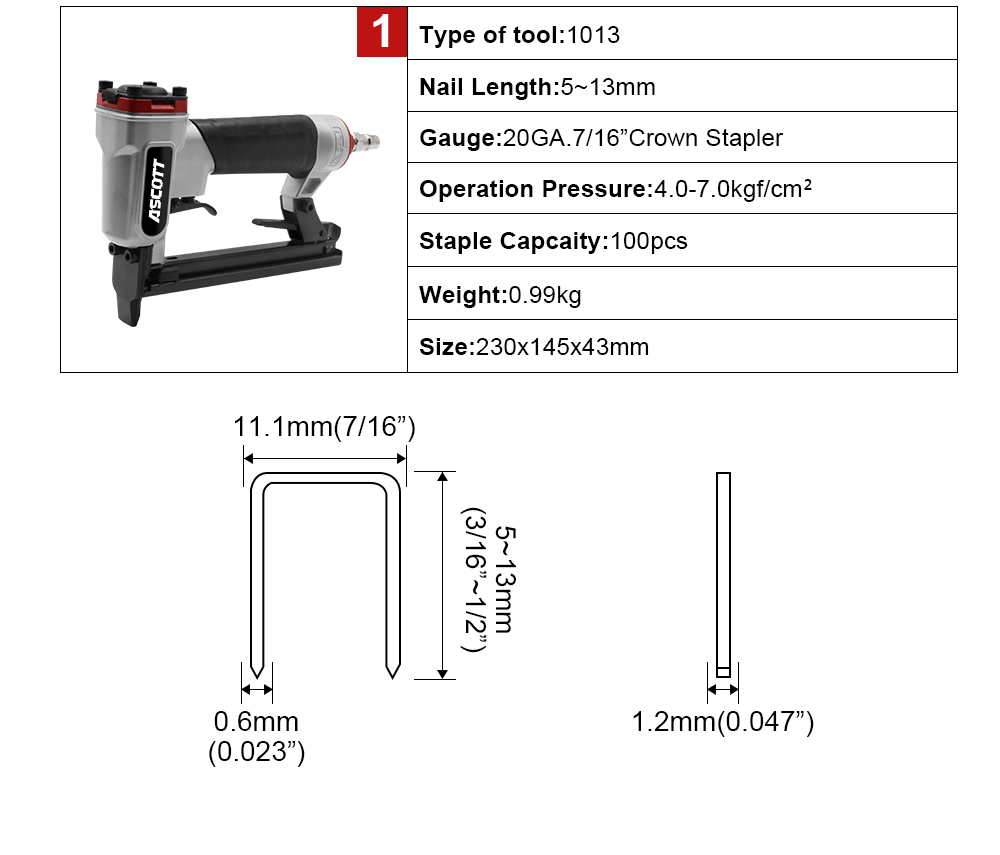 20GA 5-13mm 100pcs 1013j Indus - огляд і ціна Woodworking Nail Gun