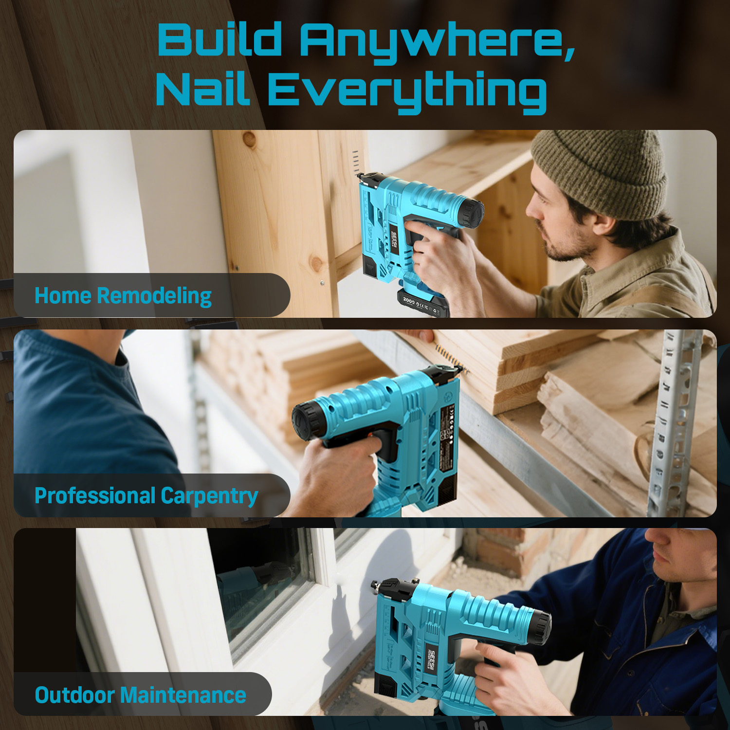 SEESII Electric Nail Gun Cordl - огляд і ціна Woodworking Nail Gun